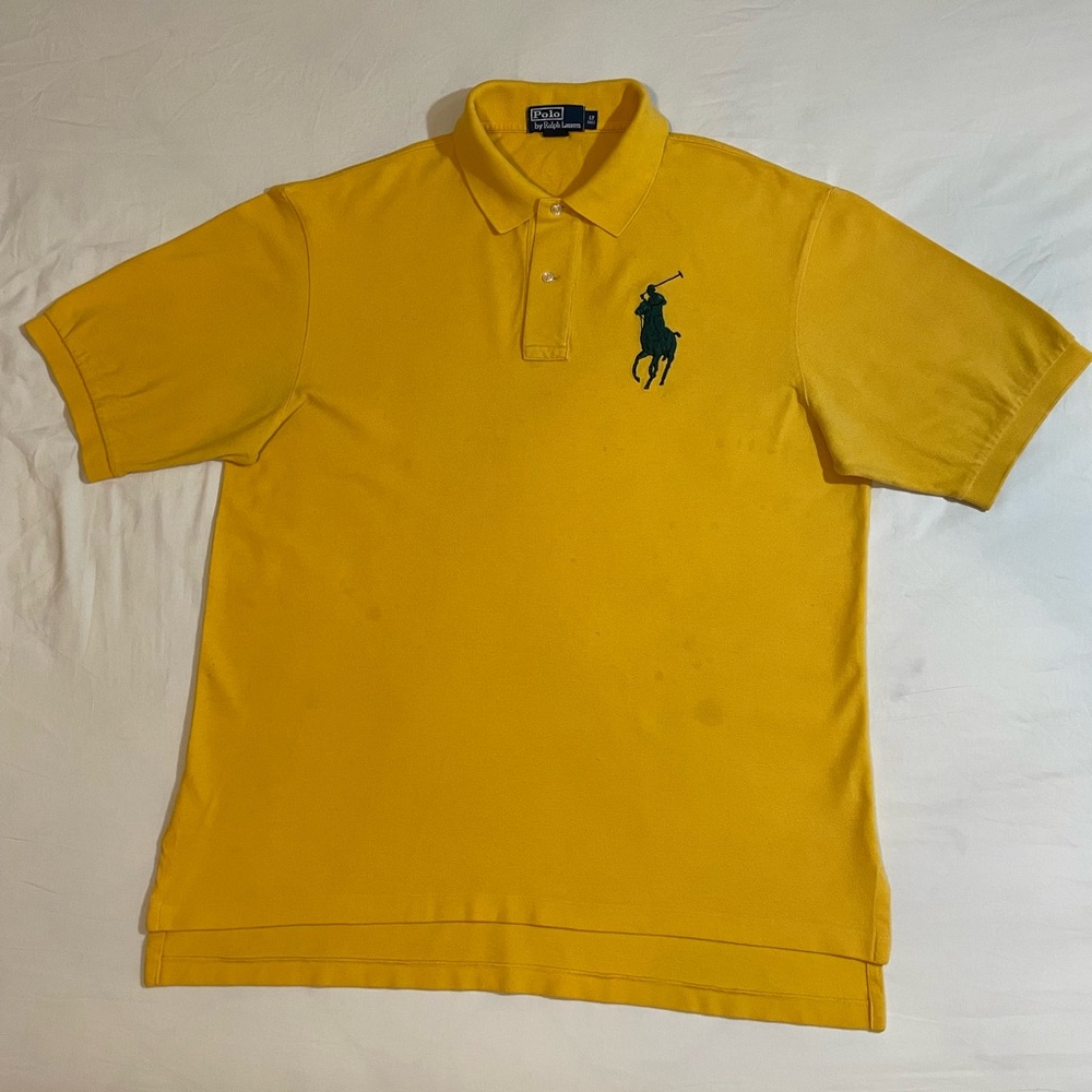 Men’s Big & Tall Polo by Ralph Lauren Yellow Shirt w/ Big Green Pony size LT
